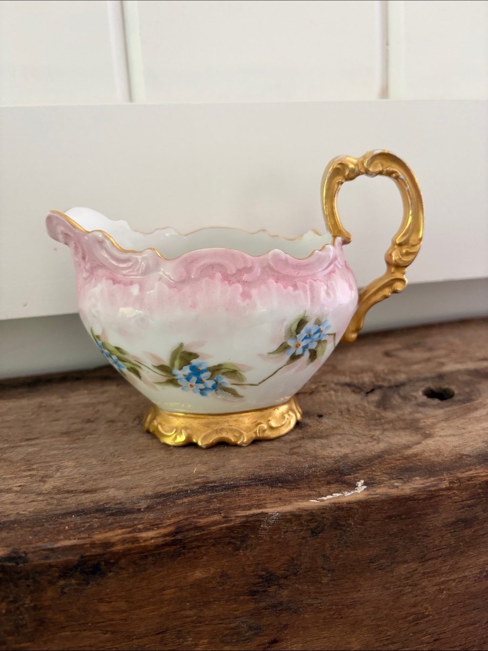 Vintage Limoges France Porcelain Creamer with Floral Design